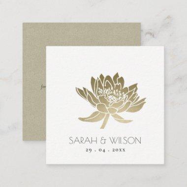GLAMOROUS PALE GOLD LOTUS FLORAL WEDDING WEBSITE SQUARE BUSINESS Invitations