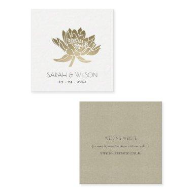 GLAMOROUS PALE GOLD LOTUS FLORAL WEDDING WEBSITE SQUARE BUSINESS Invitations