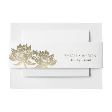 GLAMOROUS PALE GOLD WHITE LOTUS FLORAL MONOGRAM  BELLY BAND