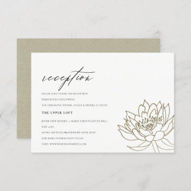 GLAMOROUS PALE GOLD WHITE LOTUS FLORAL RECEPTION Invitations