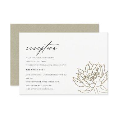 GLAMOROUS PALE GOLD WHITE LOTUS FLORAL RECEPTION Invitations