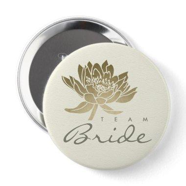 GLAMOROUS PALE GOLD WHITE LOTUS FLORAL TEAM BRIDE BUTTON