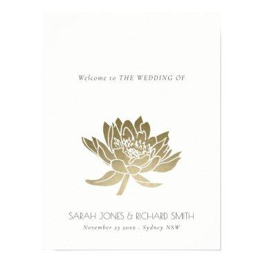 GLAMOROUS PALE GOLD WHITE LOTUS FLORAL WEDDING POSTER