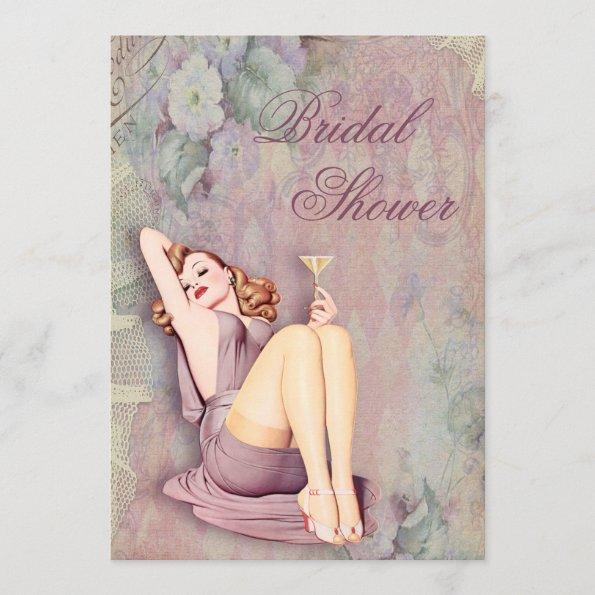 Glamorous Retro Pin Up Girl Bridal Shower Invitations