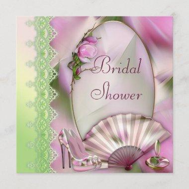 Glamorous Shoes, Magnolia & Fan Bridal Shower Invitations