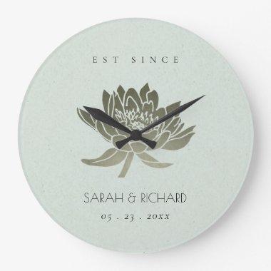 GLAMOROUS SKY BLUE SILVER LOTUS SAVE THE DATE GIFT LARGE CLOCK