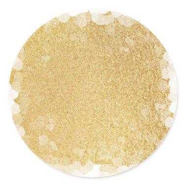 Glamour Elegant Faux Gold Glitter Blank Template Classic Round Sticker
