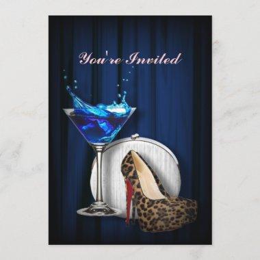 glamour martini cocktail party girl stilletos Invitations