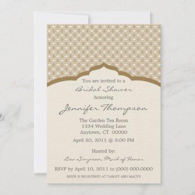 Glamourous Chic Bridal Shower Invitations. Brown Invitations