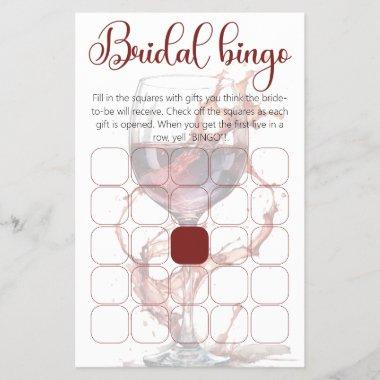 Glass of red wine Bridal Shower bingo game