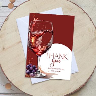 Glass of red wine Bridal Shower Thank You Invitations