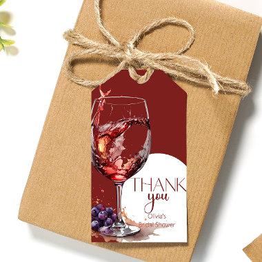 Glass of red wine Bridal Shower Thank You Gift Tags