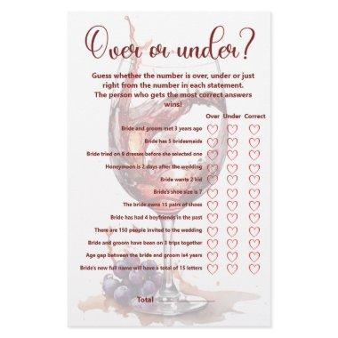 Glass of red wine Over Under  Game