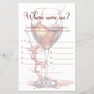 Glass of red wine Where were we bridal shower game