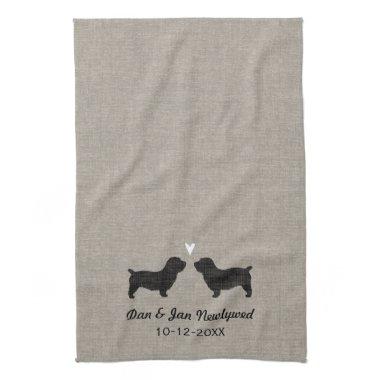 Glen of Imaal Terrier Silhouettes with Heart Kitchen Towel