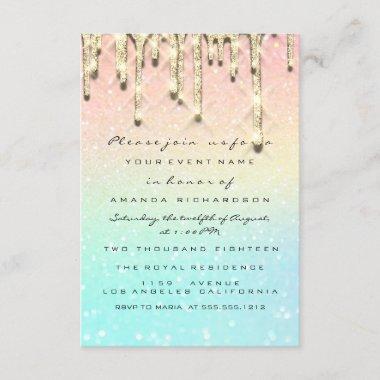 Glitter 3D Bridal Shower Sweet 16th Ombe Holograph Invitations