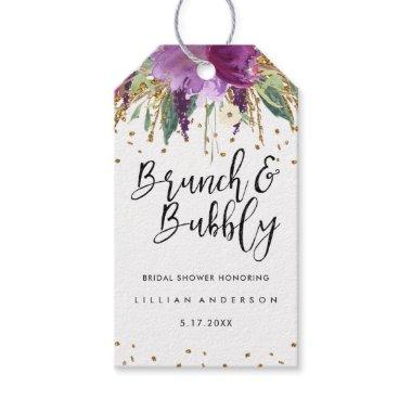 Glitter Amethyst Brunch and Bubbly Bridal Shower Gift Tags