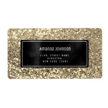 Glitter Black Framed Gold RSVP Address Boutique Label