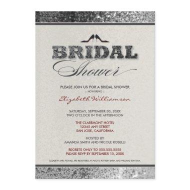 Glitter Bling Bridal Shower Invitations (silver)