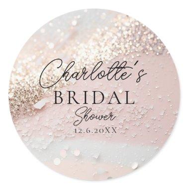 Glitter Bridal Shower Classic Round Sticker