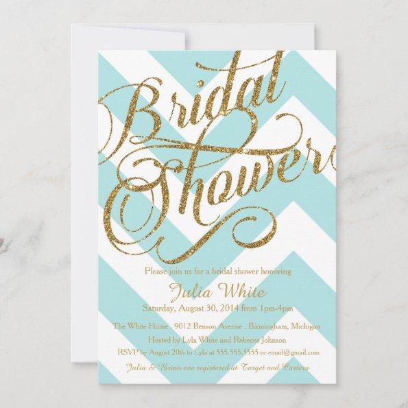 Glitter Bridal Shower Invitations Chevron