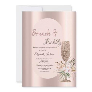 Glitter Champagne Glass Flowers Rose Gold
