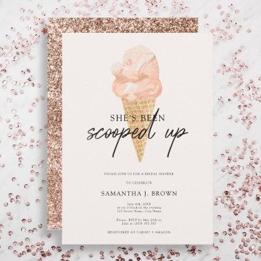 Glitter Chic Watercolor Ice Cream Bridal Shower Invitations