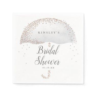Glitter confetti grey umbrella bridal shower napkins