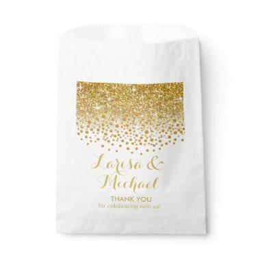 Glitter Confetti Shower Wedding Party gold white Favor Bag
