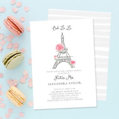 Glitter Eiffel Paris Rustic Roses Bridal Shower Invitations