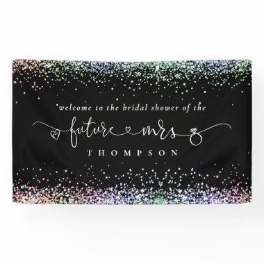 Glitter Future Mrs Welcome Bridal Shower Black Banner