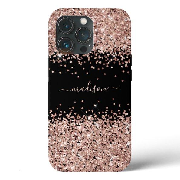 Glitter Girly Sparkle Sweet 16 Rose Gold iPhone 13 Pro Case