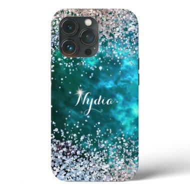 Glitter Girly Sweet 16 Sparkle Teal iPhone 13 Pro Case