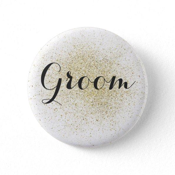 Glitter Gold Groom Button