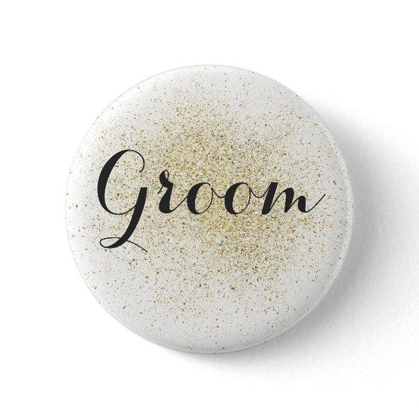 Glitter Gold Groom Button