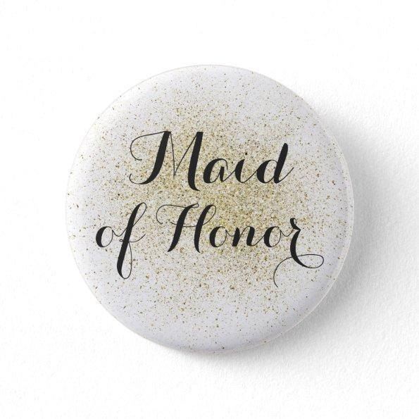 Glitter Gold Maid of Honor Button