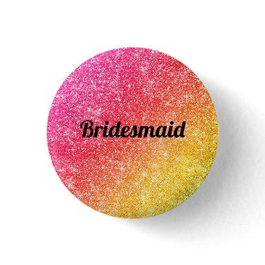 Glitter Pink Bridesmaid Yellow Gold Button