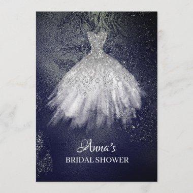 *~* Glitter Rose Bridal Dress Bridal Gown Shower Invitations