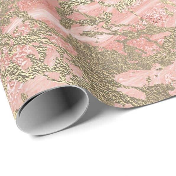 Glitter Rose Molten Pink Gold Marble Metallic Wrapping Paper