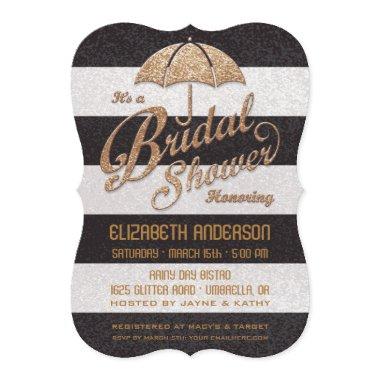 Glittering B&W Bold Stripes  Invite