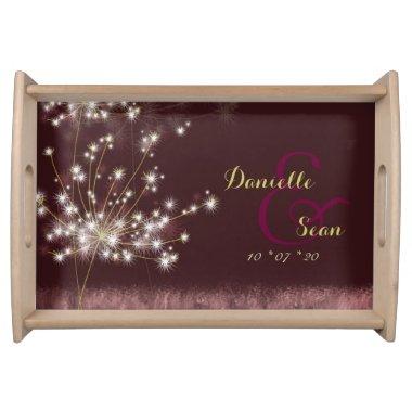 Glittering Dandelions Newlyweds Wedding Gift Serving Tray