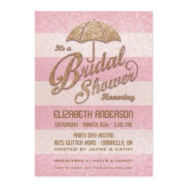 Glittering Pink Bold Stripes  Invite