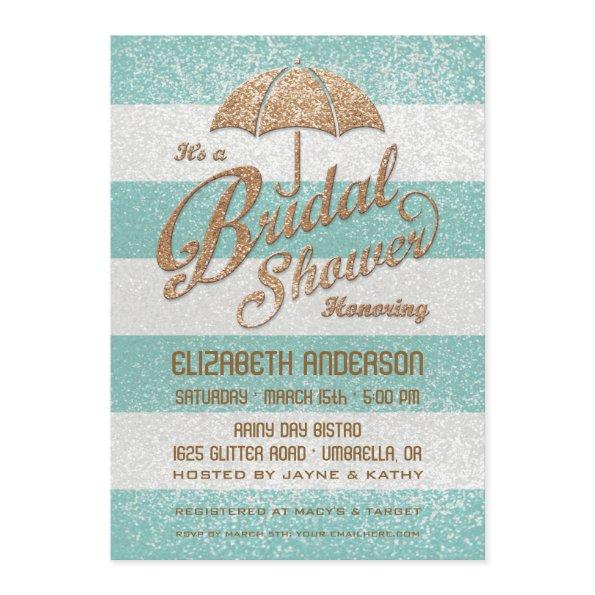 Glittering Teal Bold Stripes  Invite
