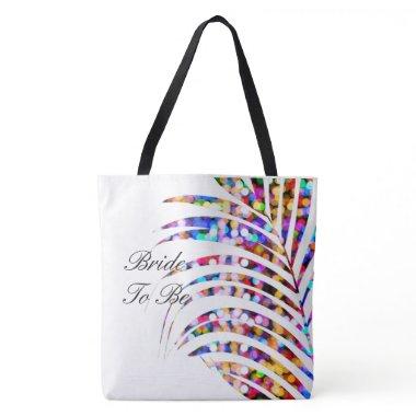 Glittery Bokeh White Palm Tree Leaf Bride To Be Tote Bag