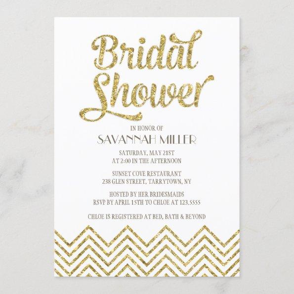 Glittery Chevron | Bridal Shower Invitations