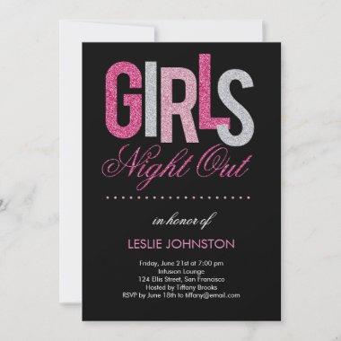 Glittery Girls Night Out Bachelorette Party Invite