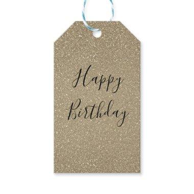Glittery Gold Black Golden Happy Birthday Sparkly Gift Tags