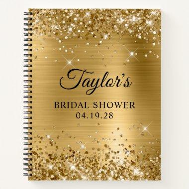 Glittery Gold Foil Bridal Shower Guest Notebook