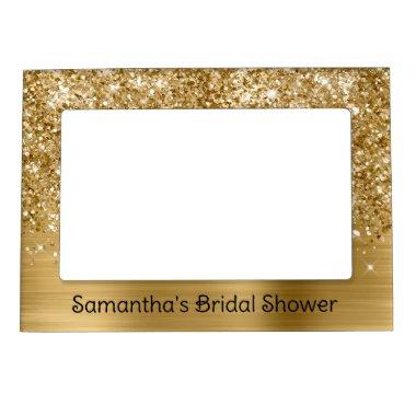 Glittery Gold Glam Bridal Shower Magnetic Frame