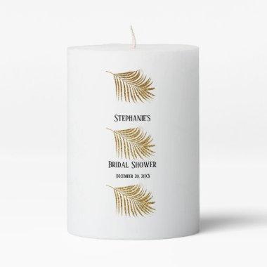 Glittery Gold Palm Tree Leaf  Wedding Pillar Candle